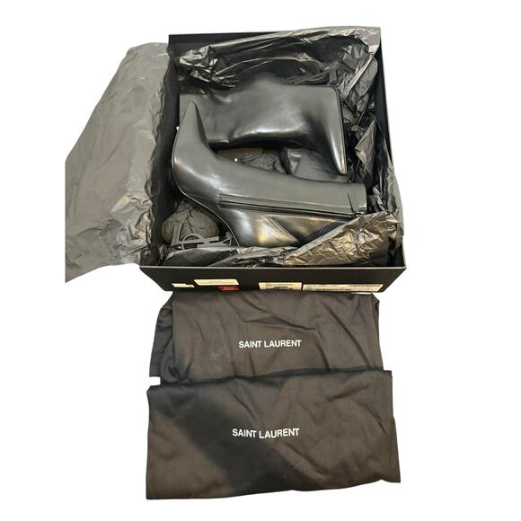 Saint Laurent Opyum YSL Ankle Booties Sculpted Heel Leather Statement Winter 5.5 - Picture 13 of 14